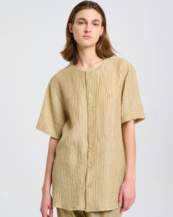 Πουκάμισο Λαιμόκοψη σε Τσαλακωτό Ύφασμα - 006762913 - Εικόνα 1