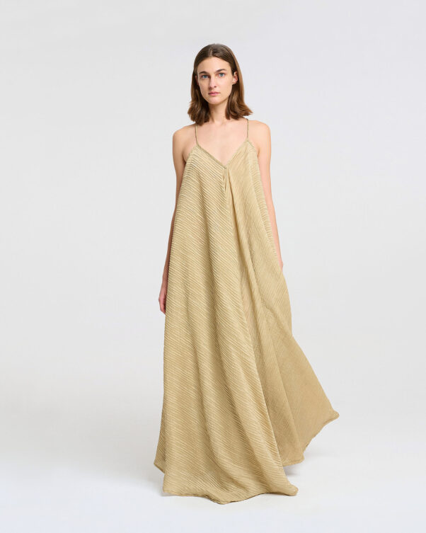 Μακρύ Κλος Φόρεμα σε Τσαλακωτό Ύφασμα - 006766070 - Εικόνα 1