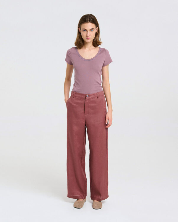 Λινό Ίσιο Παντελόνι - 008013744 - Εικόνα 1