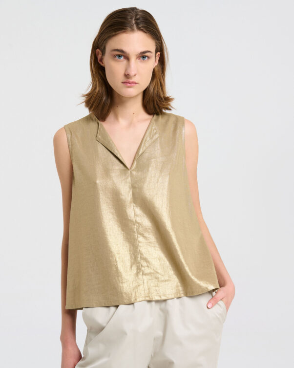 Αμάνικη Μπλούζα σε Λινό/bamboo - 008601824 - Εικόνα 1
