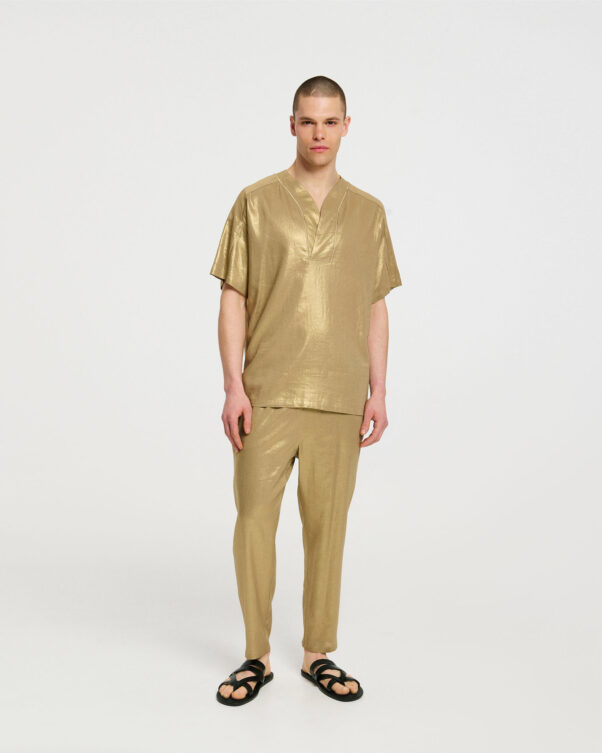 Narrow Cropped Pants in Linen/bamboo - 008603031m - image 4