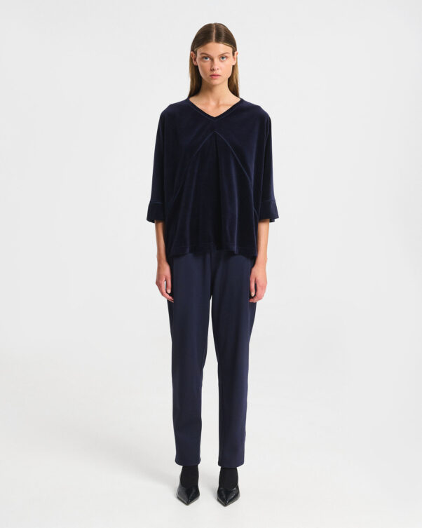 Βελούδινη Μπλούζα με V Λαιμό - 001301833 - Εικόνα 2