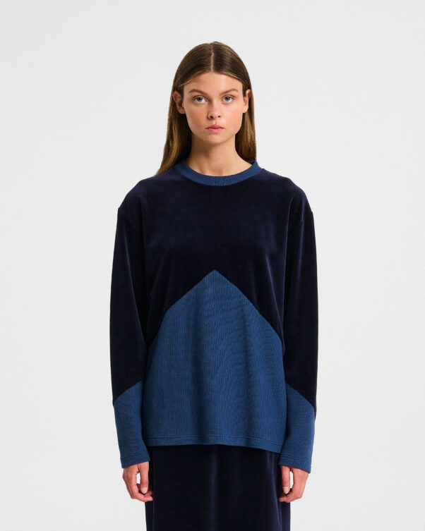 Βελούδινη Μπλούζα με Πλέξη Καλαμπόκι Λεπτομέρειες - 001301836 - Εικόνα 1