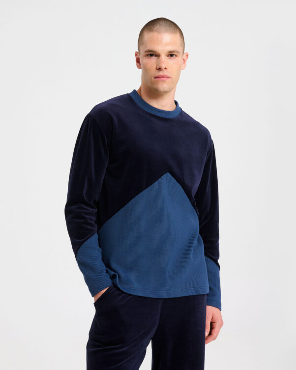 Βελούδινη Μπλούζα με Πλέξη Καλαμπόκι Λεπτομέρειες - 001301836m - Εικόνα 1