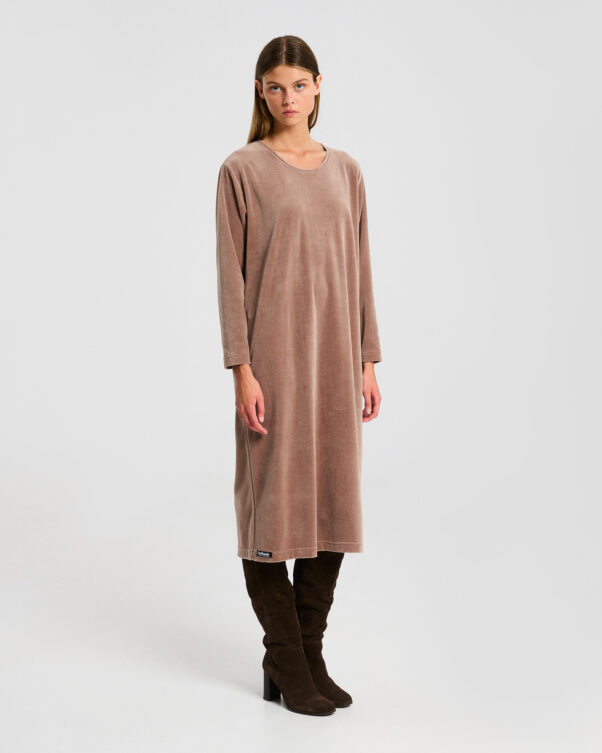 Φαρδύ Βελούδινο Μίντι Φόρεμα - 001305059 - Εικόνα 1