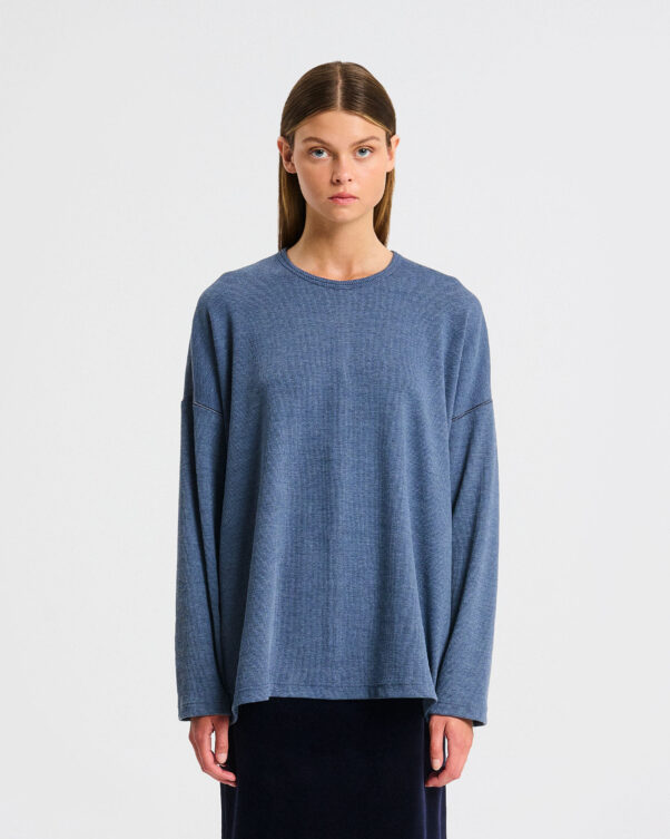 Πολύ Φαρδιά Βαμβακερή Ριπ Μπλούζα - 001361053 - Εικόνα 1