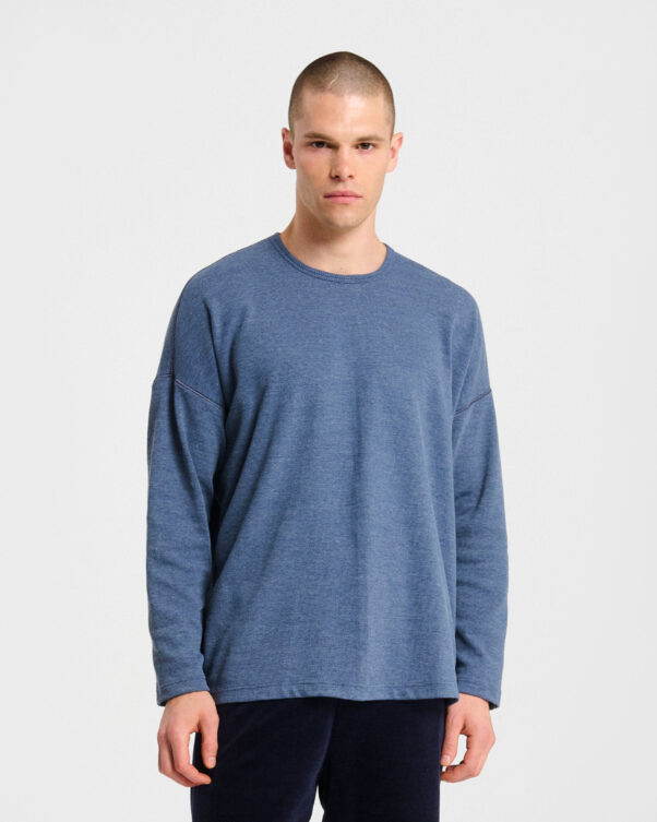 Πολύ Φαρδιά Βαμβακερή Ριπ Μπλούζα - 001361053m - Εικόνα 1