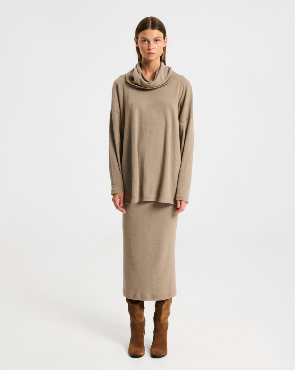 Βαμβακερή Ριπ Μπλούζα με Ξεχυλωτό Γιακά - 001361090 - Εικόνα 2