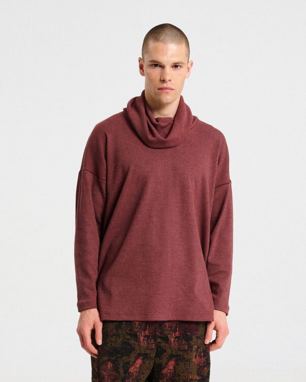 Βαμβακερή Ριπ Μπλούζα με Ξεχυλωτό Γιακά - 001361090m - Εικόνα 1