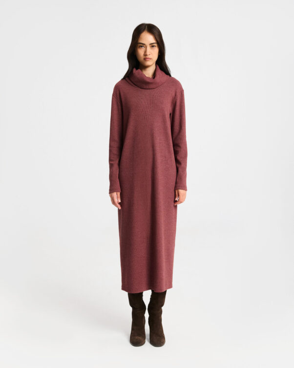 Βαμβακερό Ριπ Φόρεμα με Ξεχυλωτό Γιακά - 001366079 - Εικόνα 1