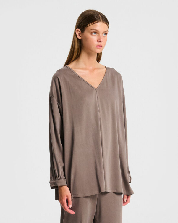 Μπλούζα σε Ελαστικό Lyocell με V - 005591843 - Εικόνα 1