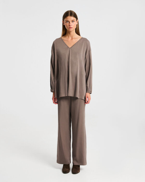 Μπλούζα σε Ελαστικό Lyocell με V - 005591843 - Εικόνα 2