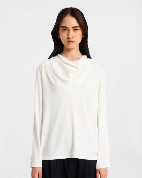 Μπλούζα σε Ελαστικό Lyocell με Ντραπέ Γιακά - 005591844 - Εικόνα 1