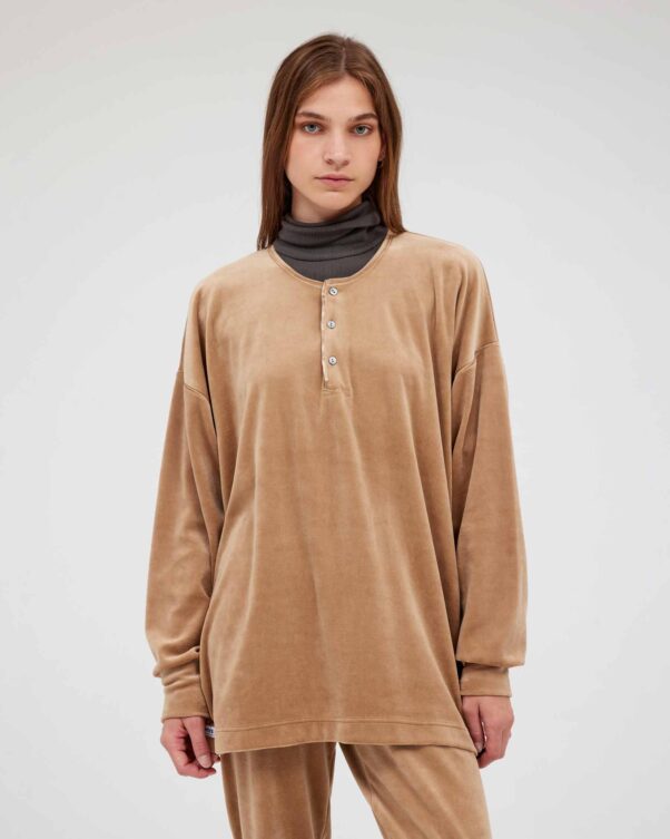 Πολύ Φαρδιά Βελούδινη Μπλούζα - 001301057s - Εικόνα 1