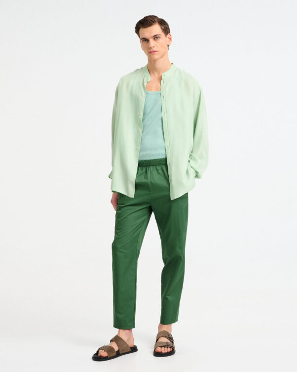 Narrow Cotton Poplin Pants - 001093031m - image 1