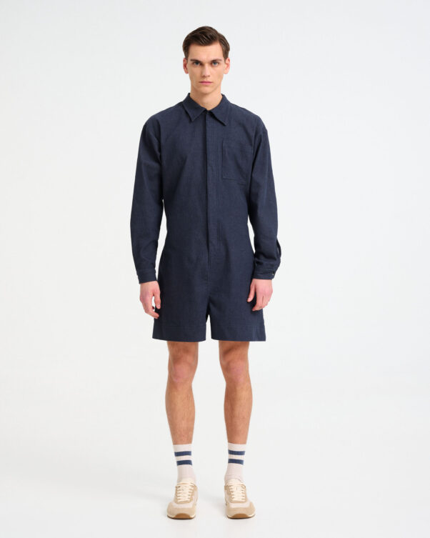 Loose Denim Overall Shorts - 003033554m - image 1
