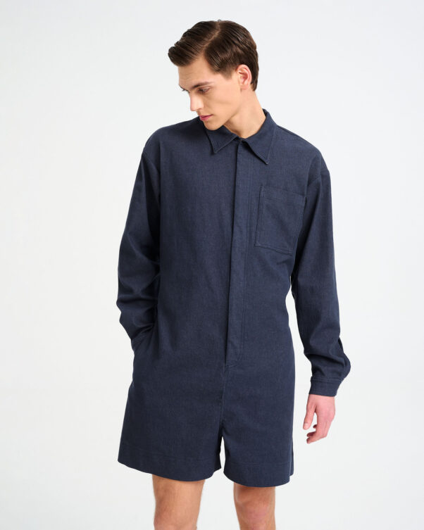 Loose Denim Overall Shorts - 003033554m - image 2
