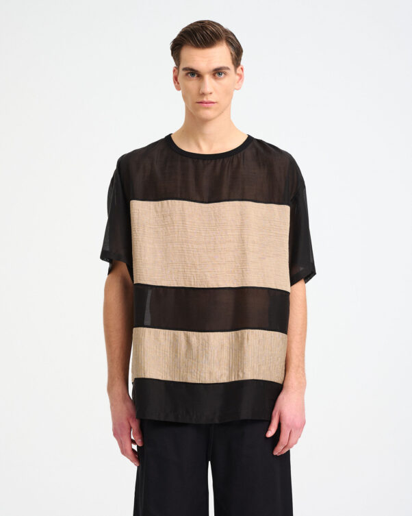 Top with Wrinkled Gauze Stripes - 006001869m - image 1