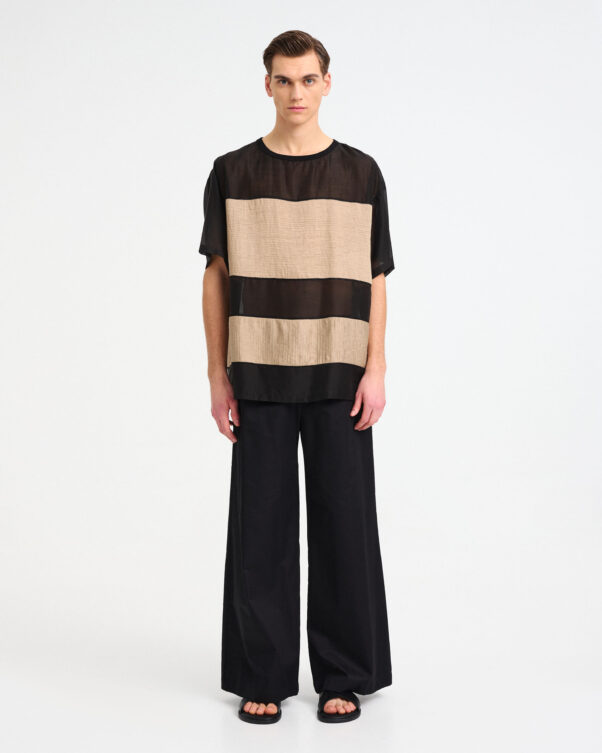 Top with Wrinkled Gauze Stripes - 006001869m - image 2