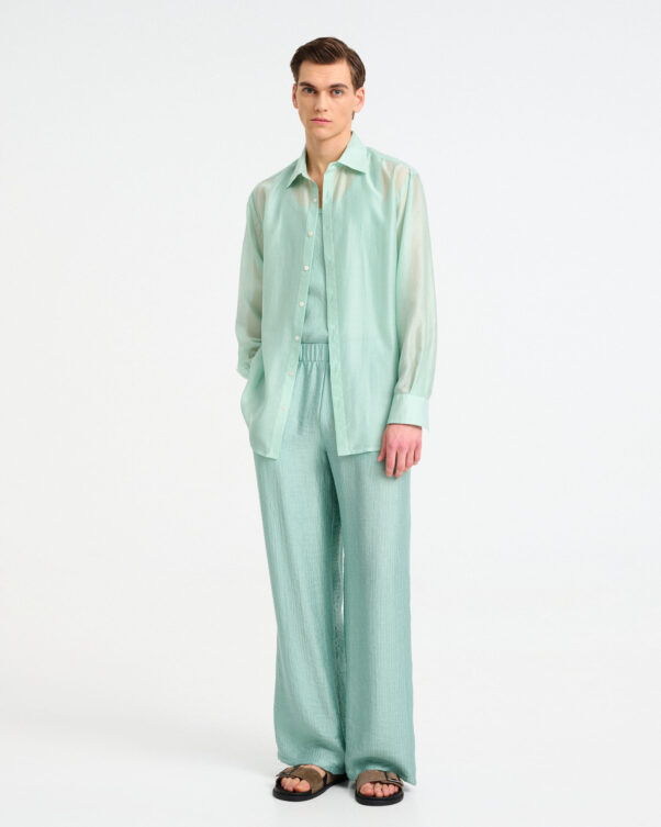 Straight Pants in Wrinkled Gauze - 006003174m - image 1