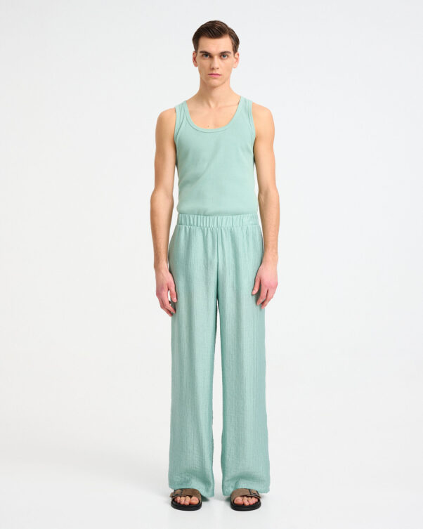 Straight Pants in Wrinkled Gauze - 006003174m - image 2