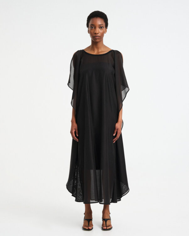 Sheer Dress with Side Ruffles - 006786099 - image 1