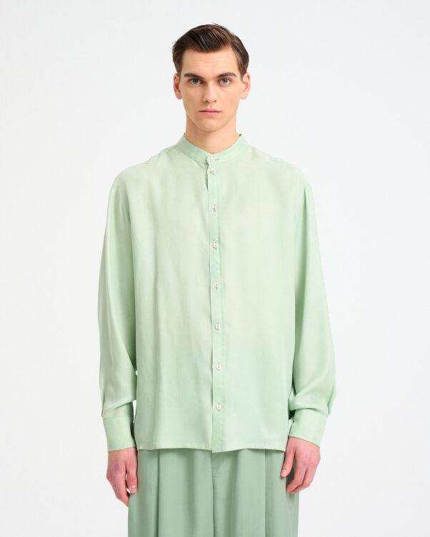 Cupro Shirt with Mandarin Collar - 006792912m - image 1