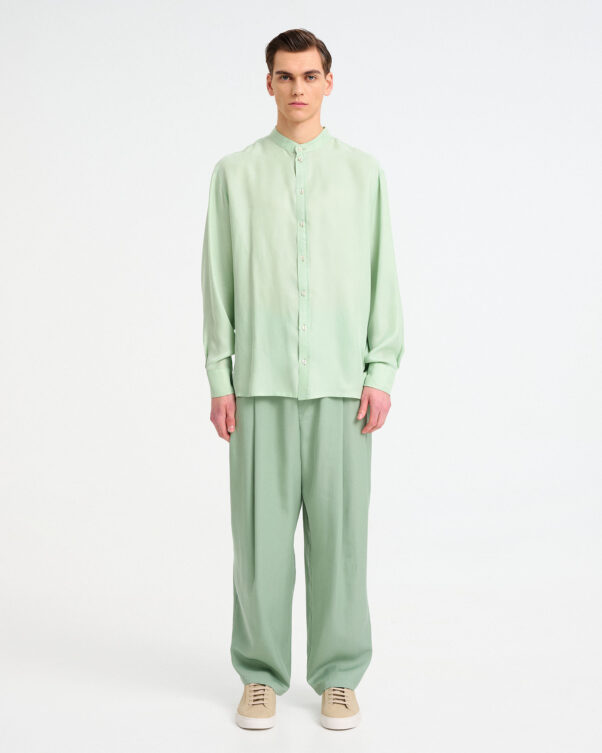 Cupro Shirt with Mandarin Collar - 006792912m - image 2