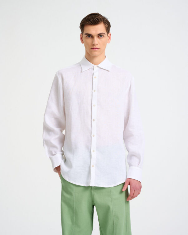 Long-Sleeved Linen Shirt - 008012553m - image 1