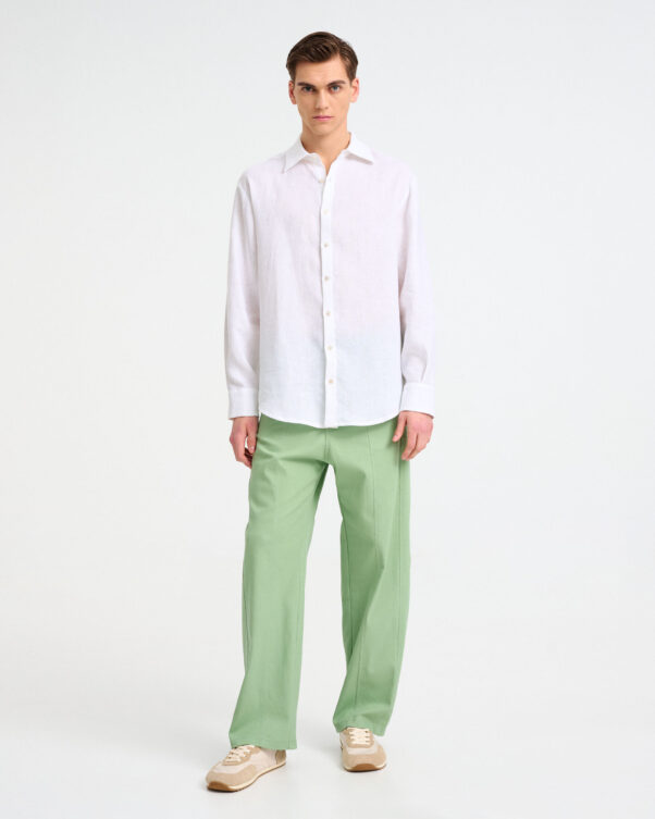 Long-Sleeved Linen Shirt - 008012553m - image 2
