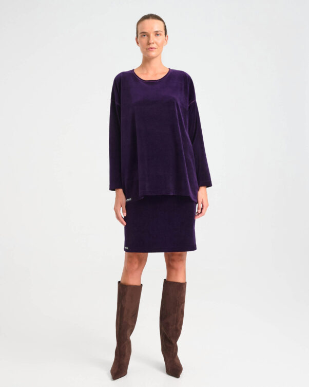 Velvet Terry Oversized Long Sleeve Top - 001301053 - image 1