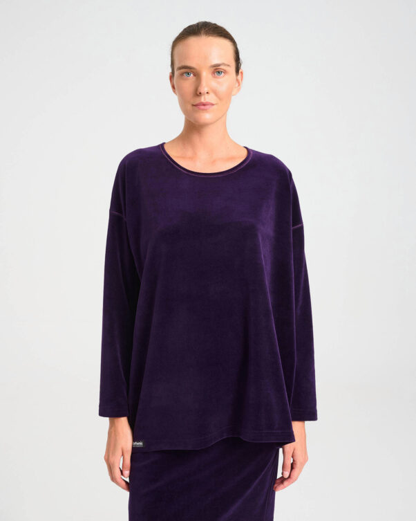 Velvet Terry Oversized Long Sleeve Top - 001301053 - image 2