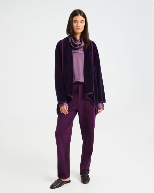 Velvet Terry Cardigan with Waterfall Collar - 001302194 - image 1