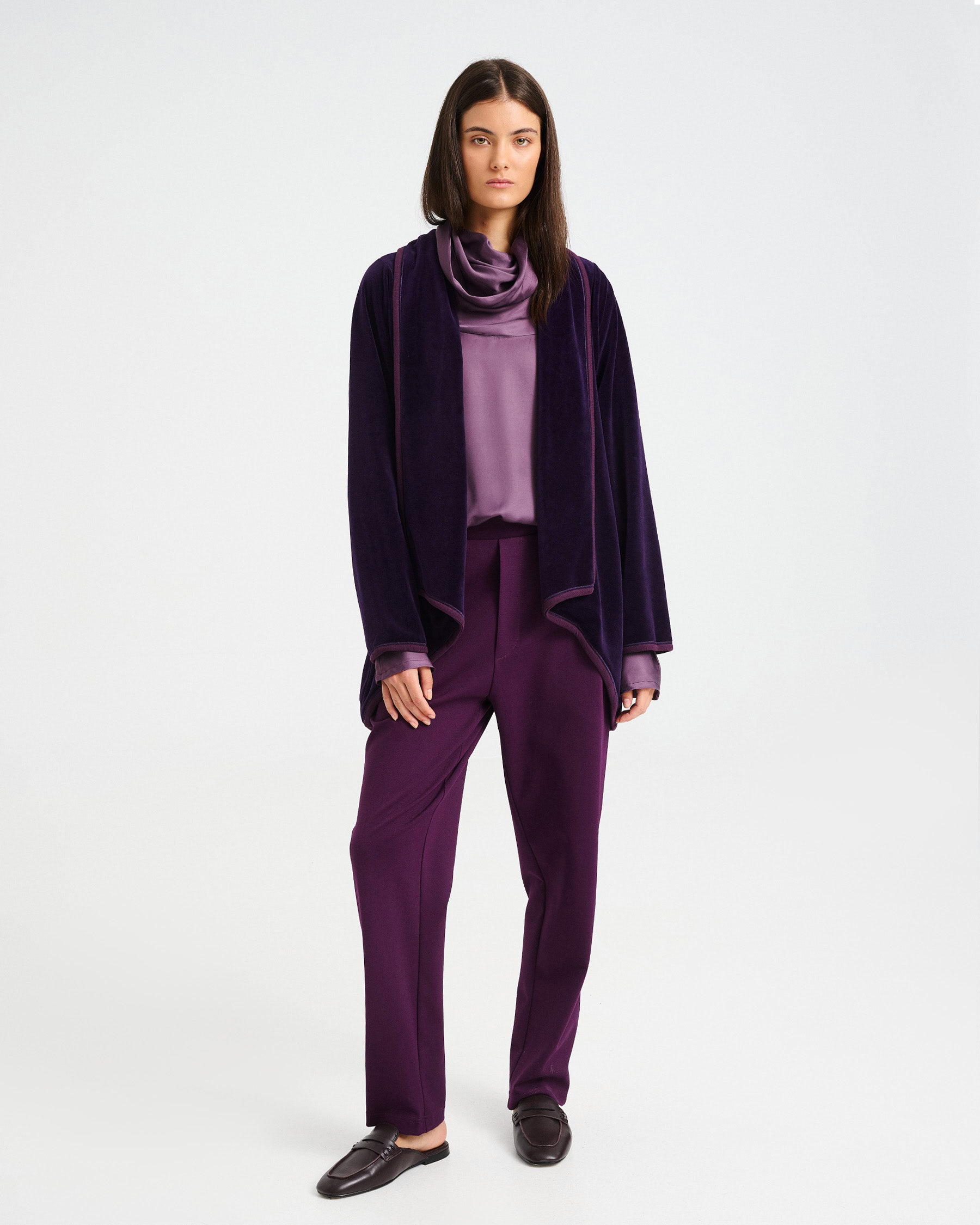 Velvet Terry Cardigan with Waterfall Collar - 001302194 - image 1
