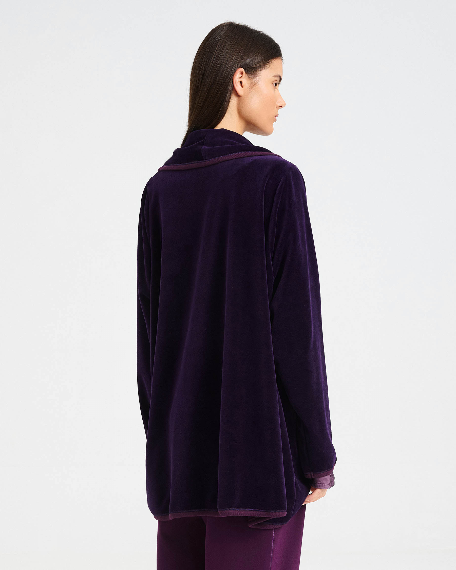 Velvet Terry Cardigan with Waterfall Collar - 001302194 - image 4
