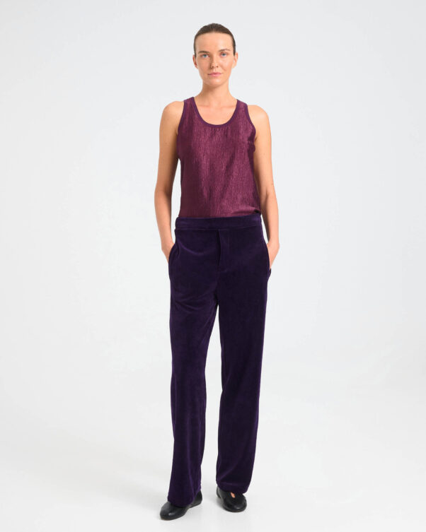 Wide-Leg Velvet Terry Pants - 001303726 - image 1