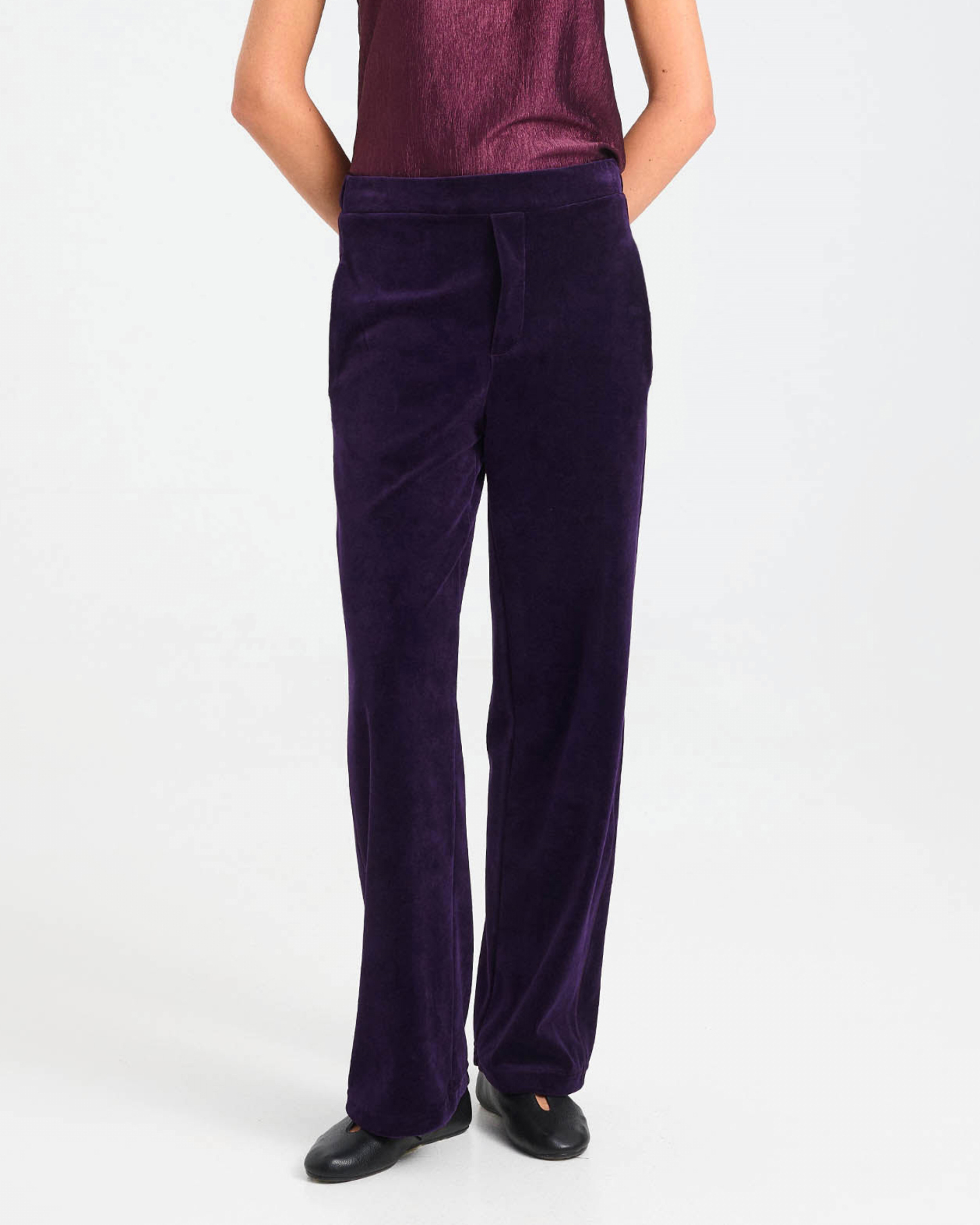 Wide-Leg Velvet Terry Pants - 001303726 - image 2