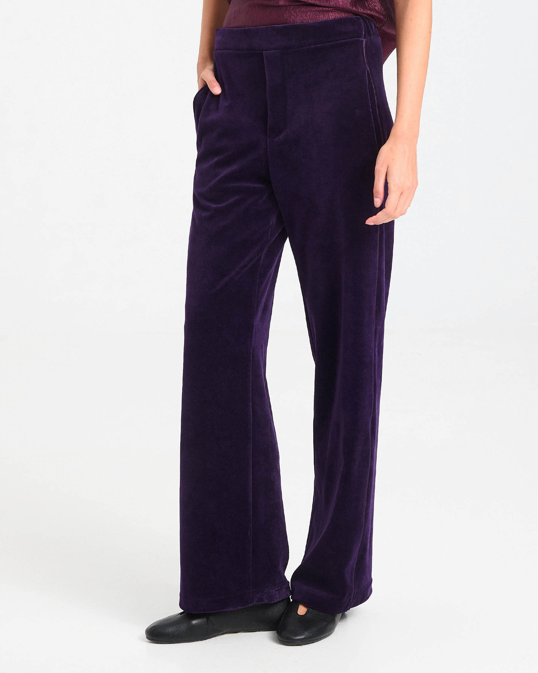 Wide-Leg Velvet Terry Pants - 001303726 - image 3