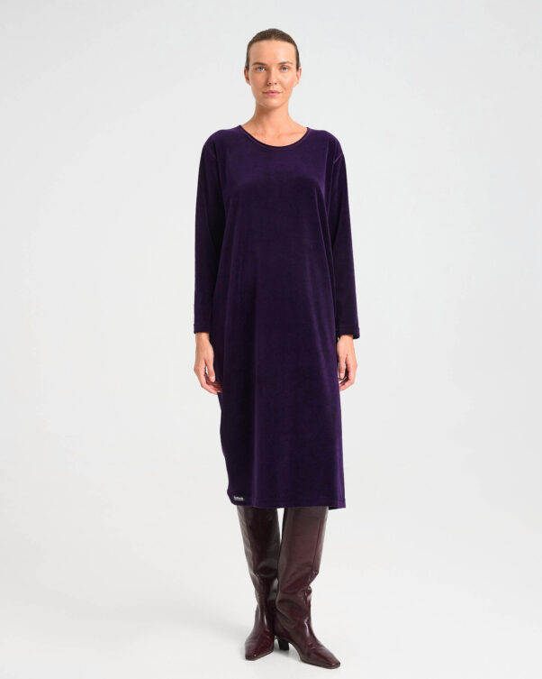 Loose Long Sleeve Velvet Terry Dress - 001305059 - image 1