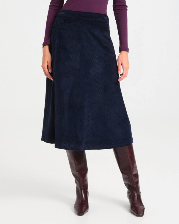 A-Line Corduroy Midi Skirt - 001374177 - image 2