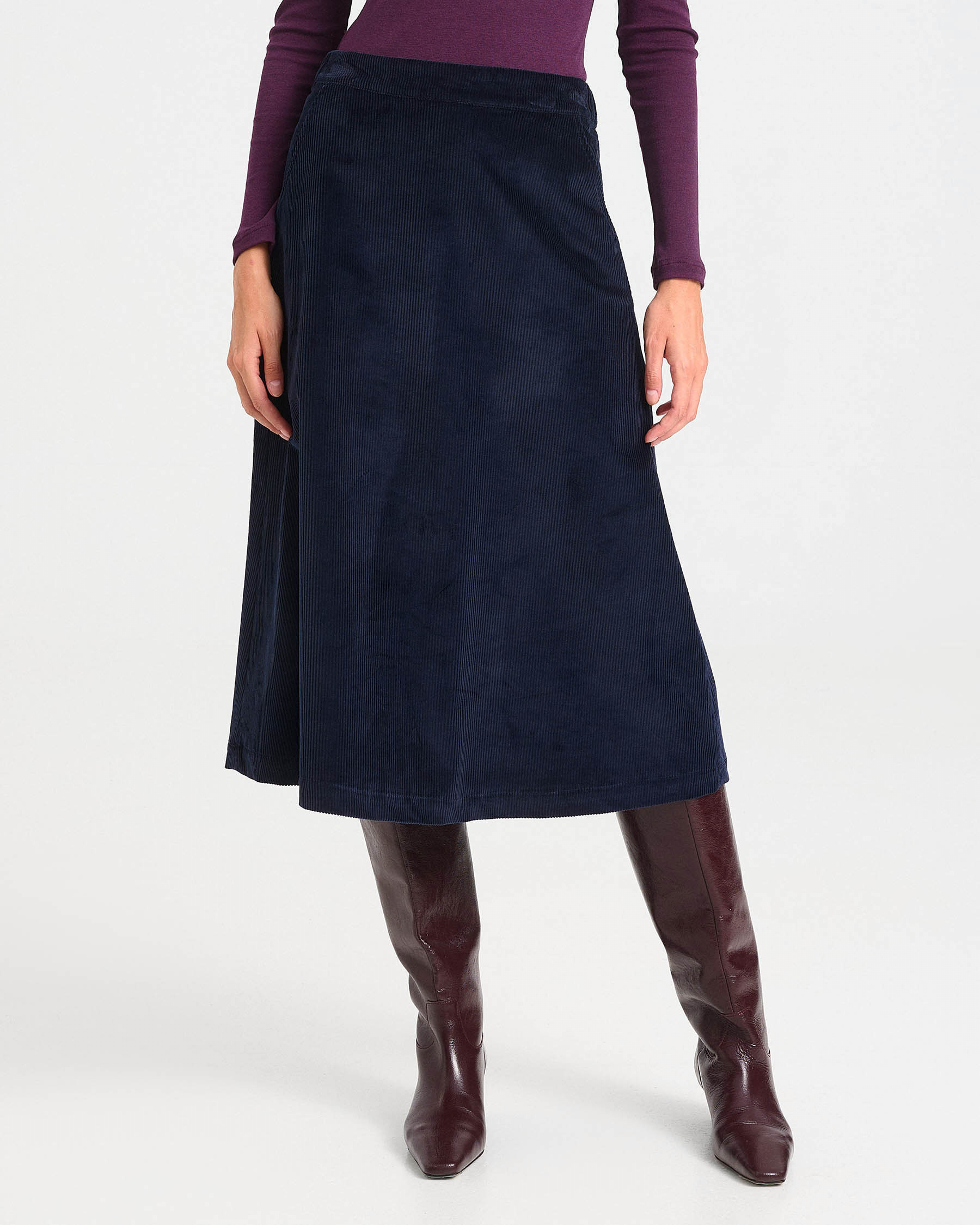 A-Line Corduroy Midi Skirt - 001374177 - image 2