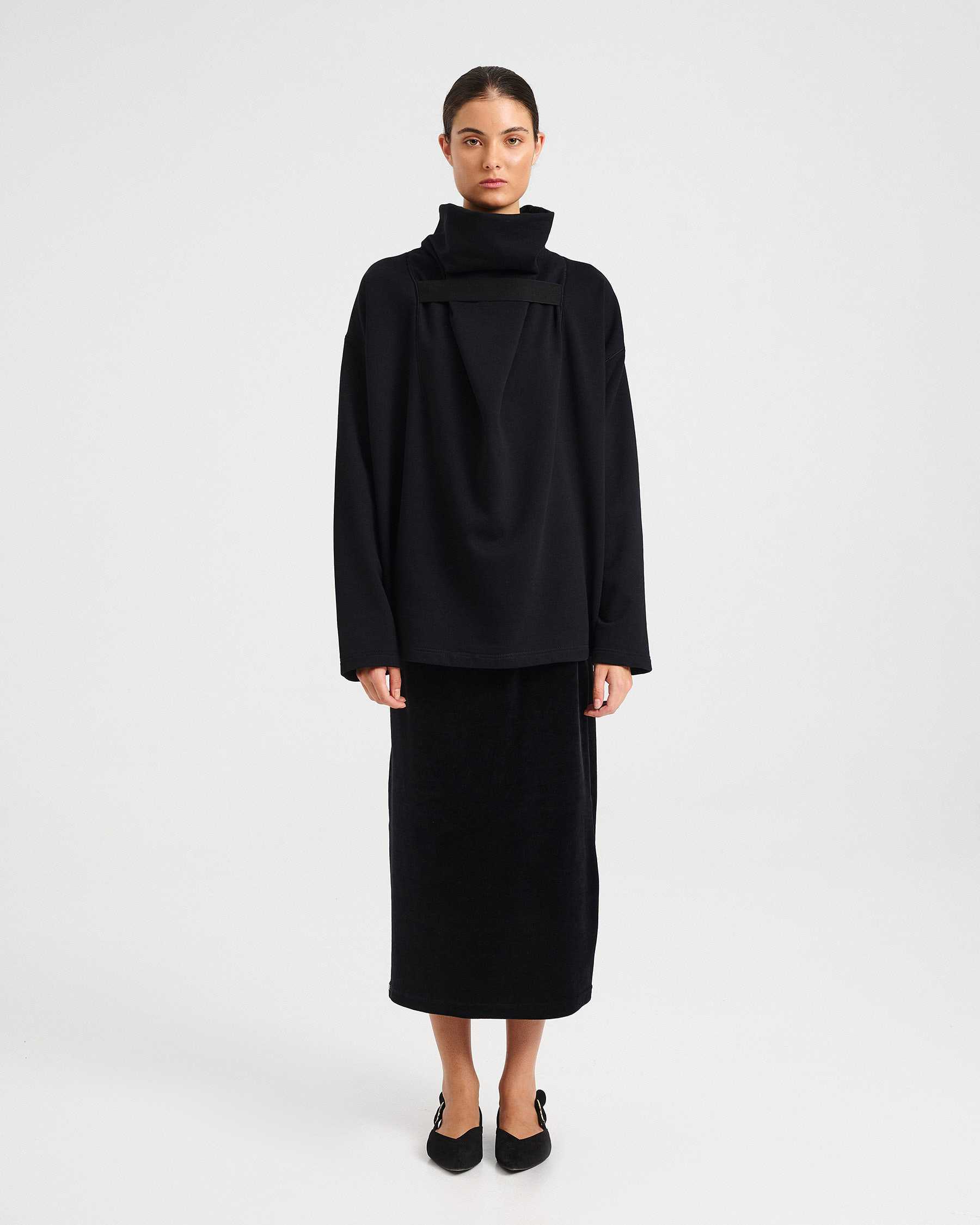Cotton French Terry Sweatshirt with High Collar - 001421470 - image 1