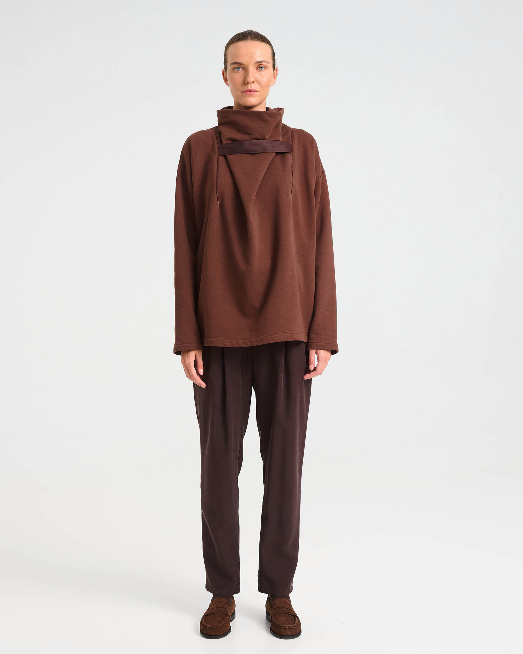 Cotton French Terry Sweatshirt with High Collar - 001421470 - image 5