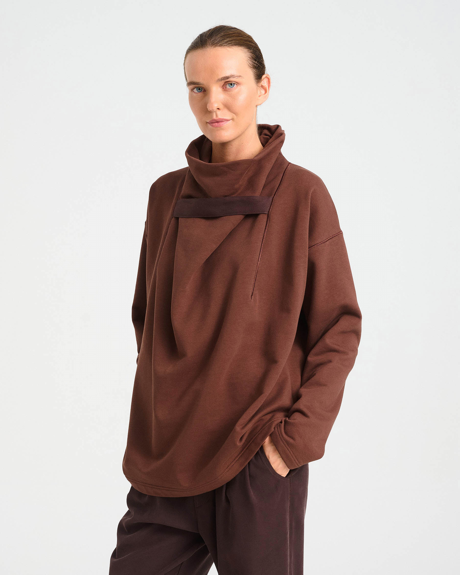 Cotton French Terry Sweatshirt with High Collar - 001421470 - image 6