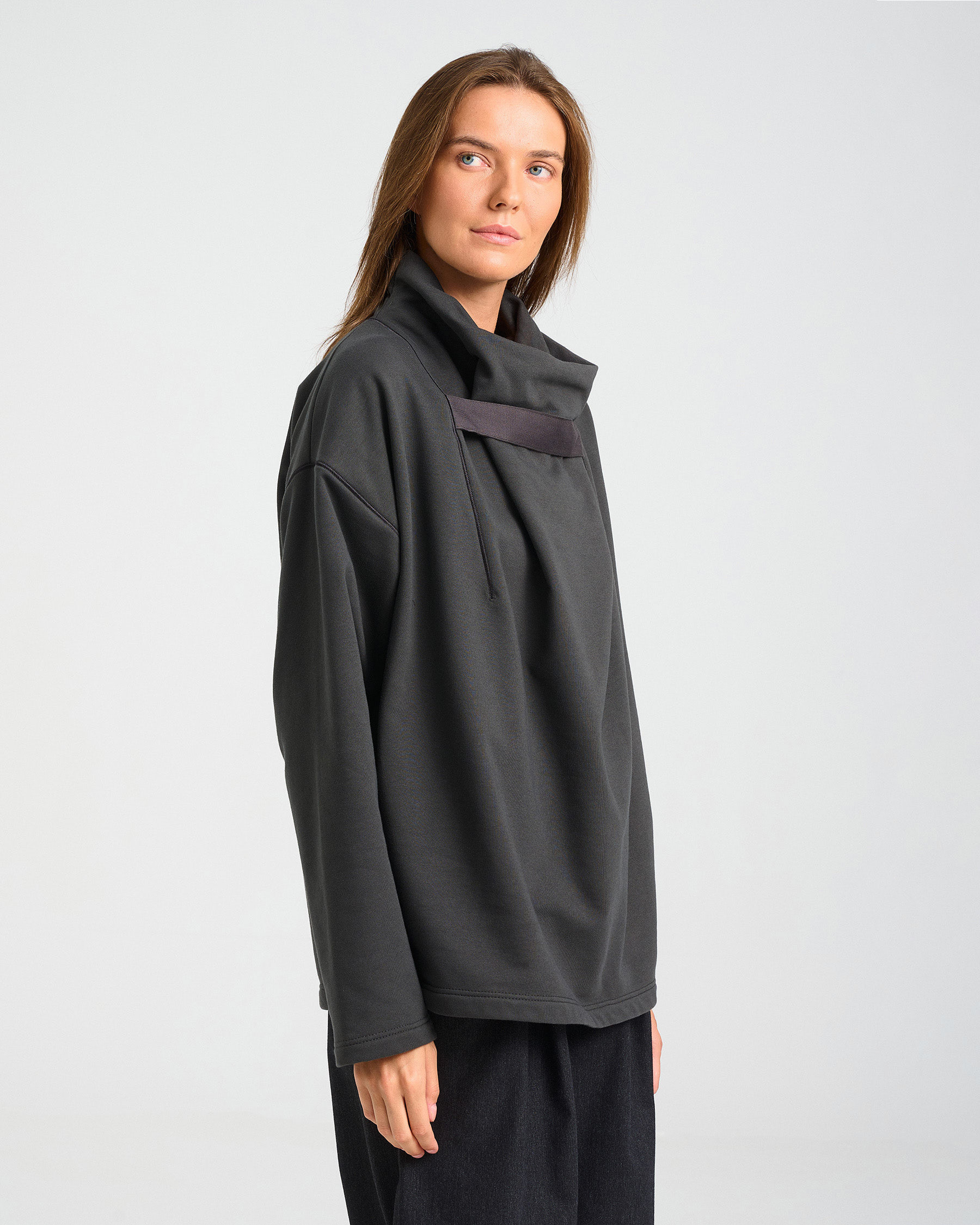 Cotton French Terry Sweatshirt with High Collar - 001421470 - image 7