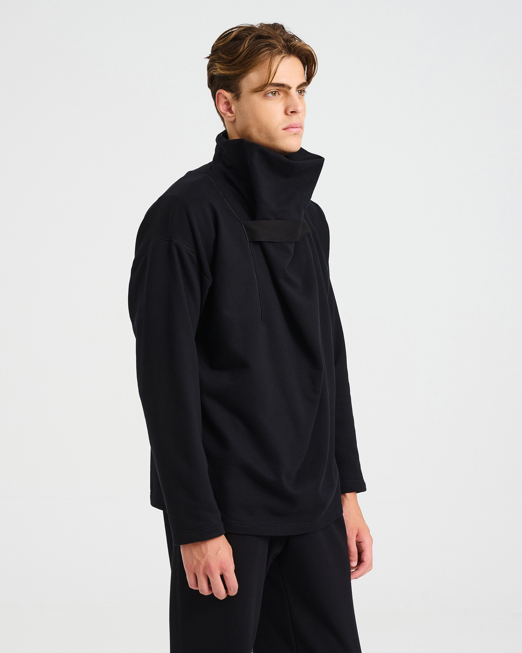 Cotton French Terry Sweatshirt with High Collar - 001421470m - image 3