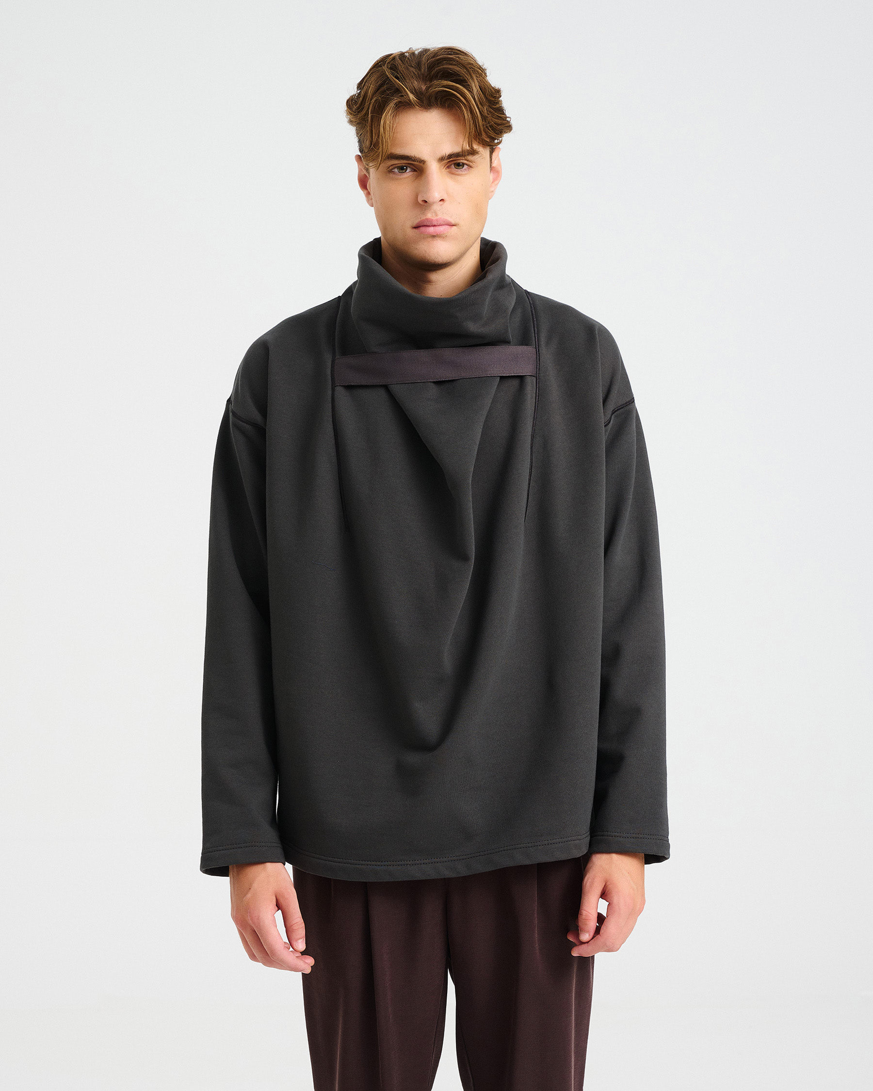Cotton French Terry Sweatshirt with High Collar - 001421470m - image 7