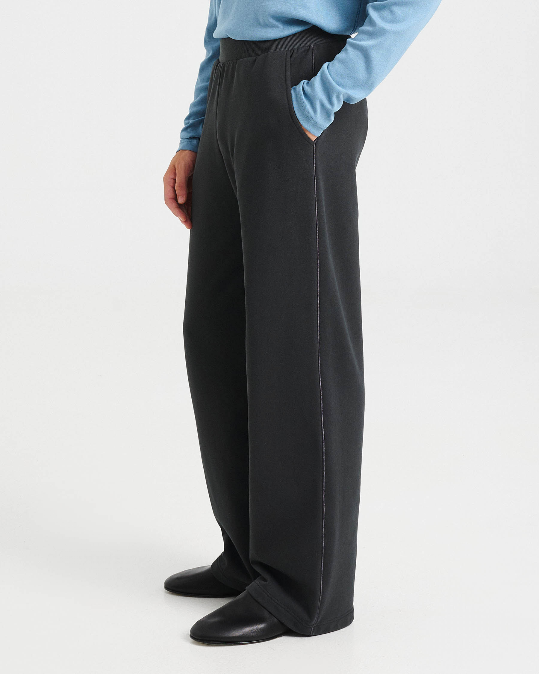 Wide-Leg Cotton French Terry Pants - 001423133m - image 3