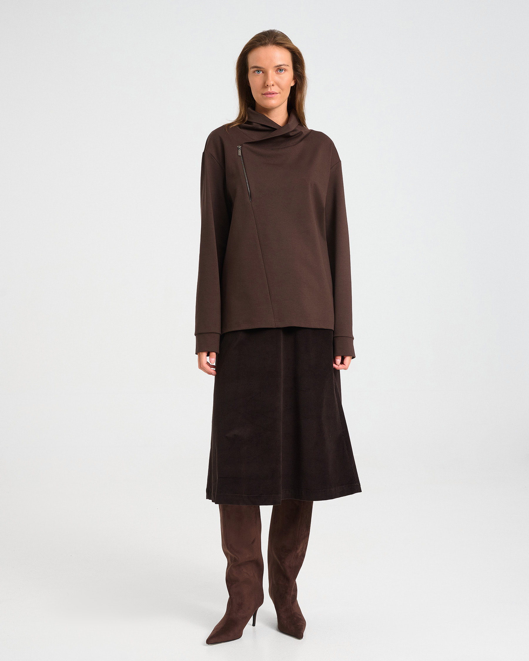 Cotton Punto di Roma Top with Off-Centre Zip - 001541663 - image 7