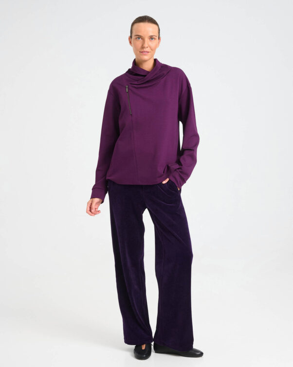 Cotton Punto di Roma Top with Off-Centre Zip - 001541663 - image 1